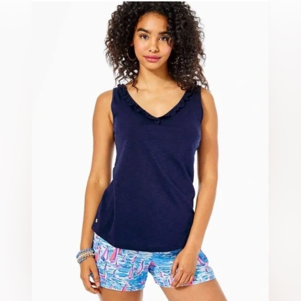 Lilly Pulitzer Gigi Ruffle Blue Tank Top